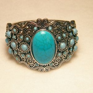 Large Amazing Faux Turquoise Cuff Bracelet
